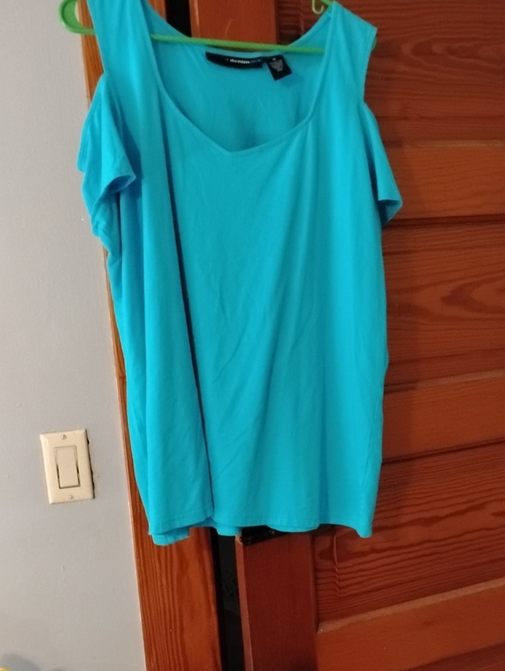 Denim 24/7 Turquoise Off The Shoulder Tee